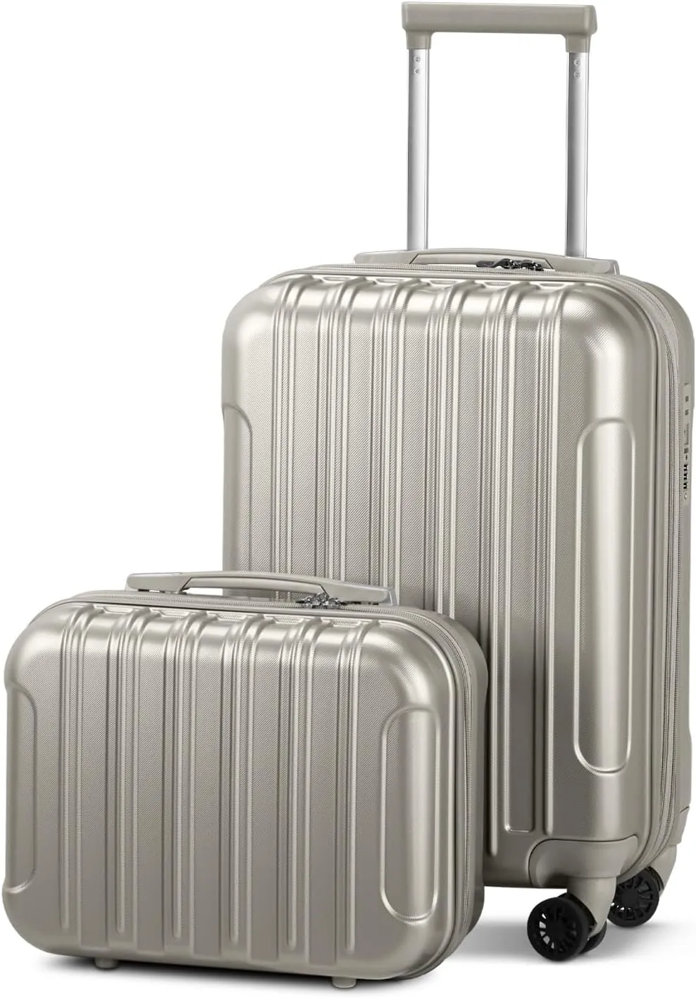 2 Piece Luggage Sets,20 Inch Expandable Carry On Suitcase,Durable Suitcase Rolling Luggage,Hardshell PC Travel Suitcase,Lightweight Luggage,with 14" Mini Cosmetic Cases,for Men and Women (Gray)