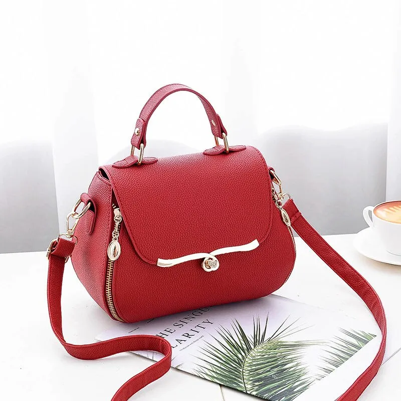 Back to College Vvsha New Sweet Ladies Handbag Ladies Fashion Elegant Bag Solid Color Matching Color Messenger Bags High Quality Shoulder Bag Top Sale