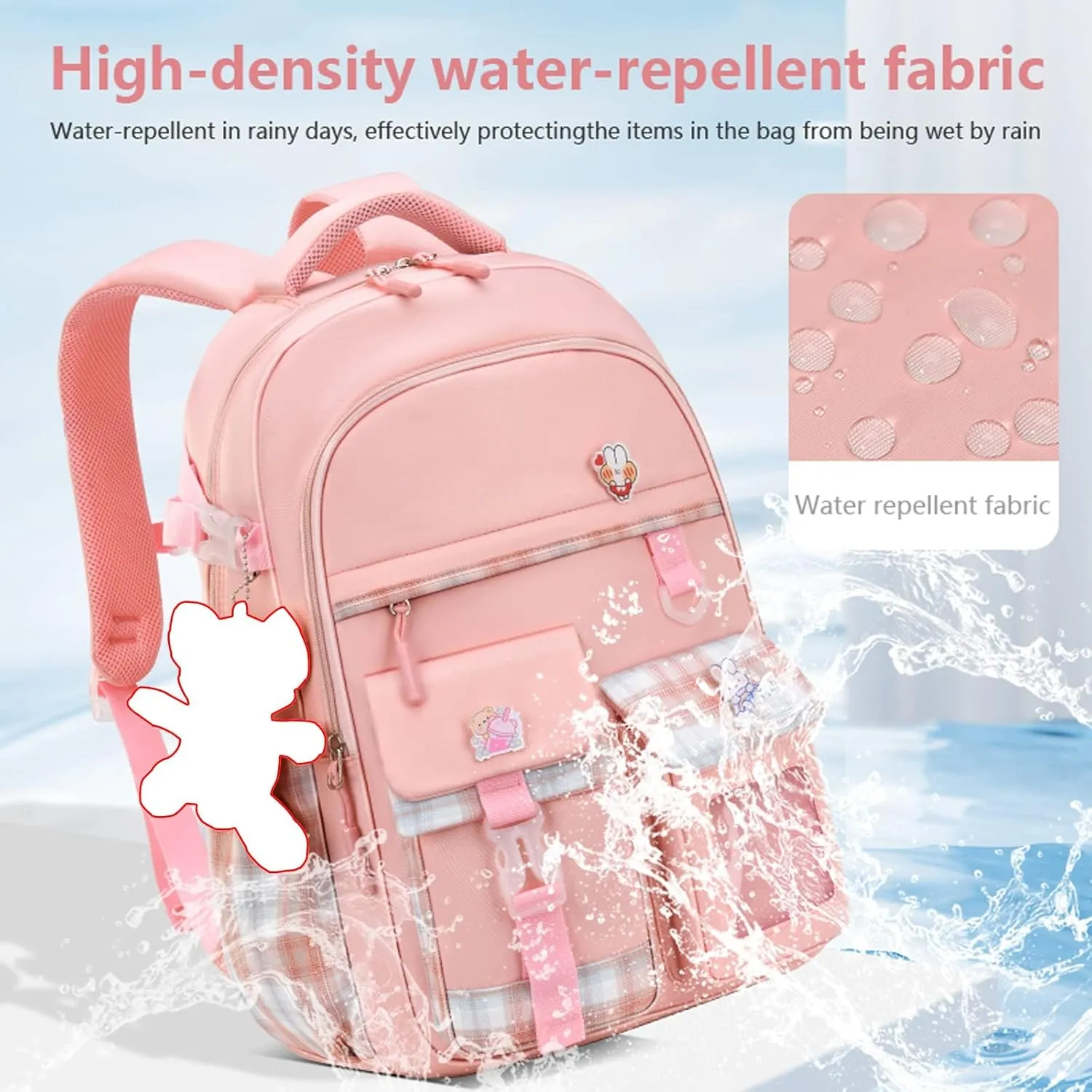 Backpacks for Girls Large Bookbags for Teens Girls Backpack for School Laptop Compartment Primary School (Pink)