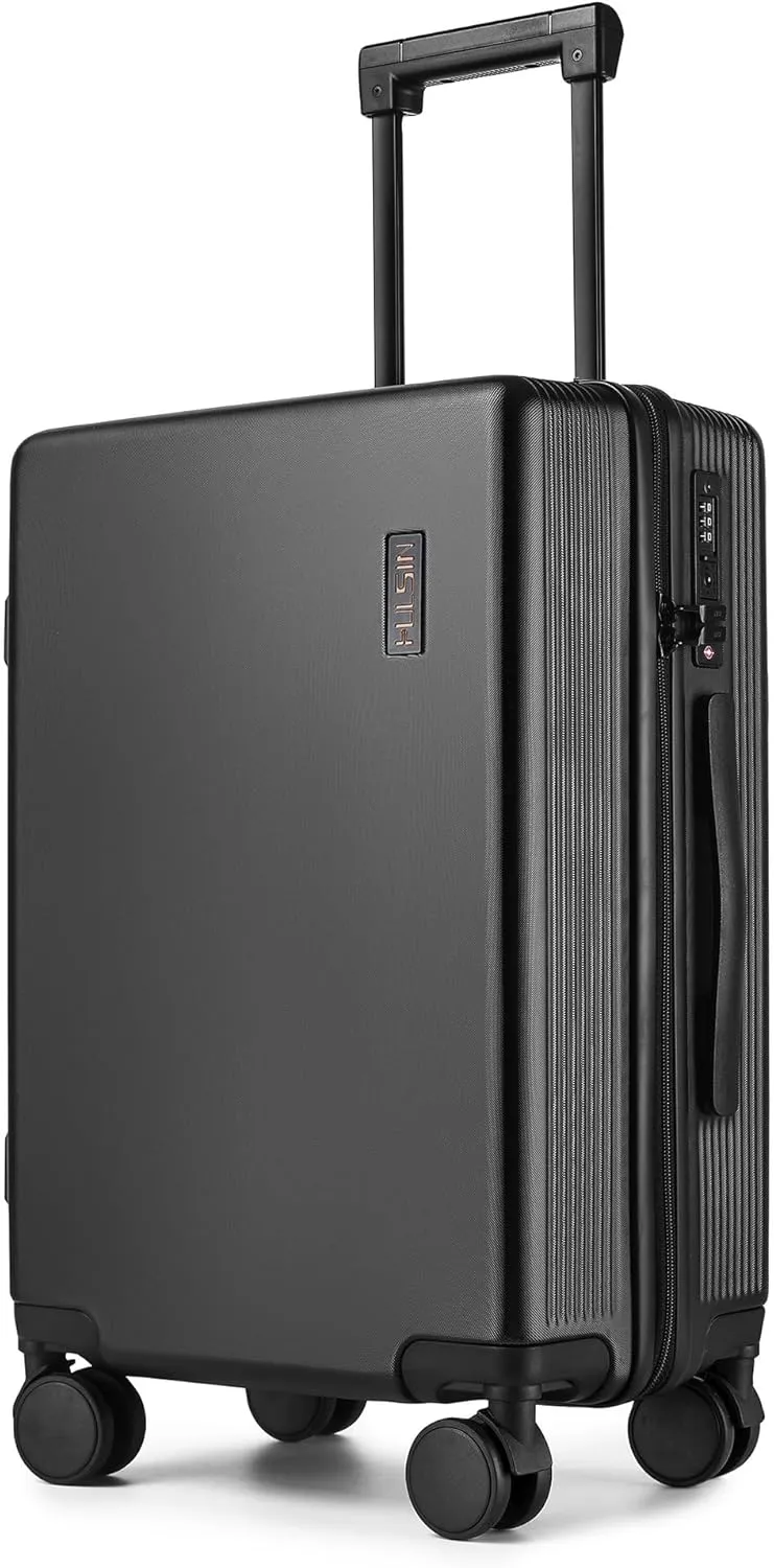 Carry on Luggage 22x14x9 Airline Approved, 20 Inch Carry-on Suitcase, Hard Shell Luggage with Spinner Wheels, Hardside Small Rolling Suitcase with TSA Lock for Travel (Black, 20-Inch)