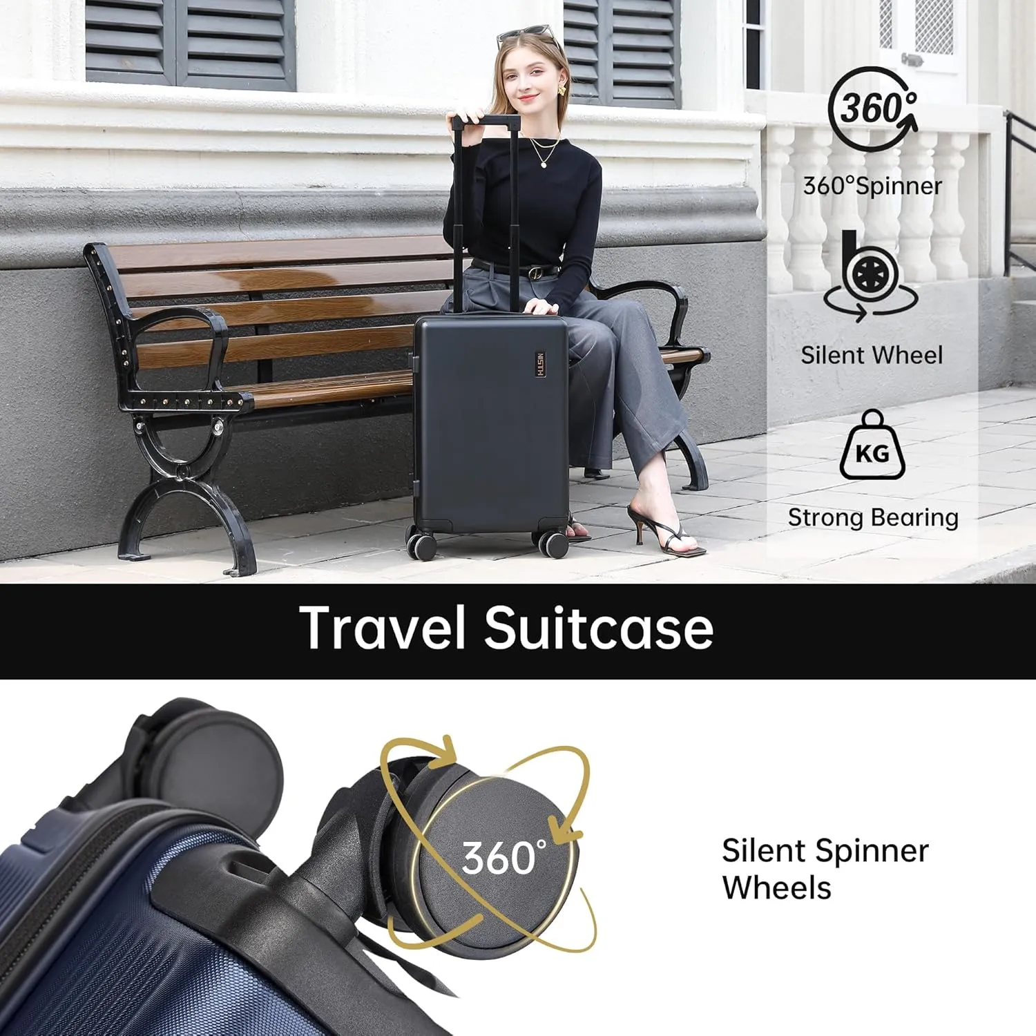 Carry on Luggage 22x14x9 Airline Approved, 20 Inch Carry-on Suitcase, Hard Shell Luggage with Spinner Wheels, Hardside Small Rolling Suitcase with TSA Lock for Travel (Blue, 20-Inch)