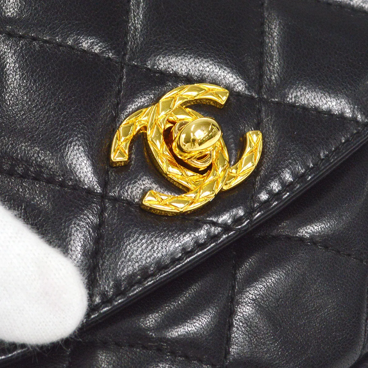CHANEL Bijou Chain Shoulder Bag Black Lambskin