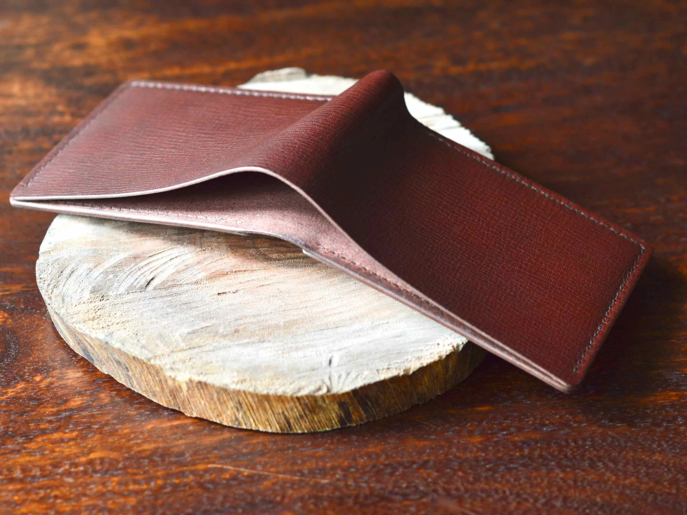 Coin Pocket Wallet No. 1 - Mahogany Textured Leather