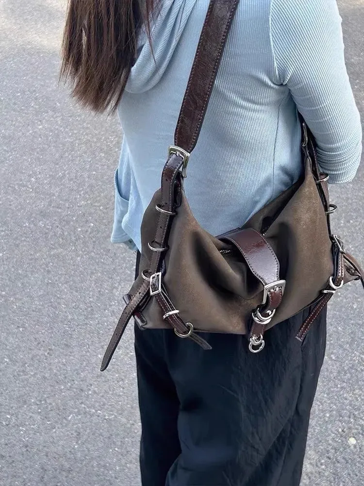 Fashion Y2K women Armpit bag small PU Leather Shoulder Bag for female Tote Hip Hop Messenger Bag Commuter Female Handbag silver