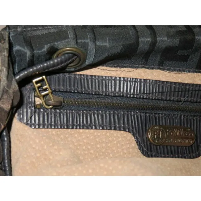 Fendi Blue & Grey Zucca Print Canvas And Leather Two Way Backpack/Satchel