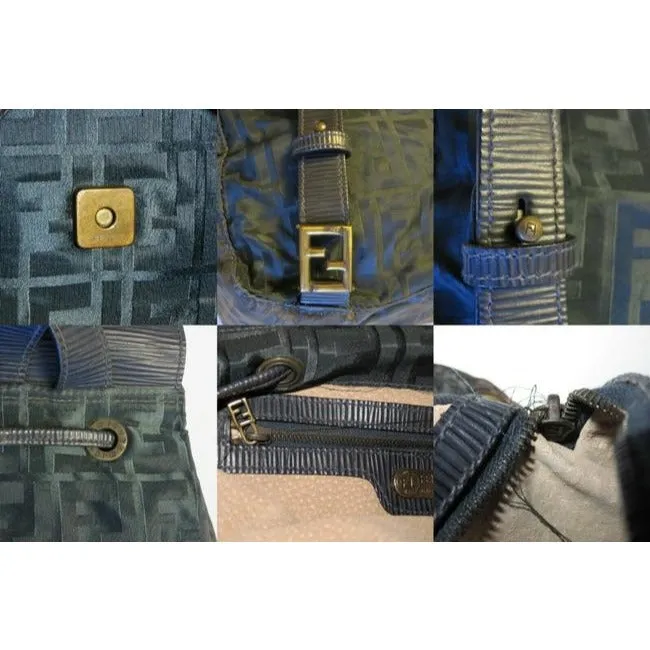 Fendi Blue & Grey Zucca Print Canvas And Leather Two Way Backpack/Satchel