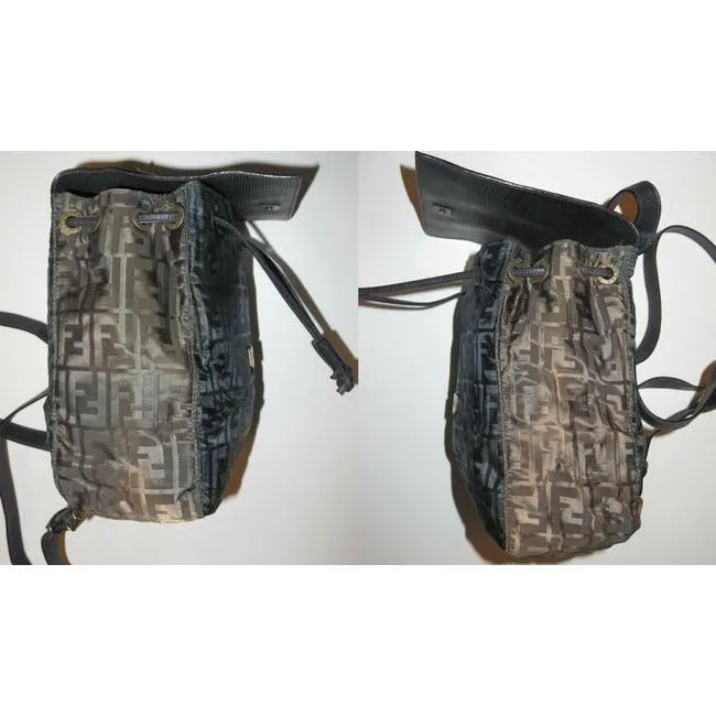 Fendi Blue & Grey Zucca Print Canvas And Leather Two Way Backpack/Satchel