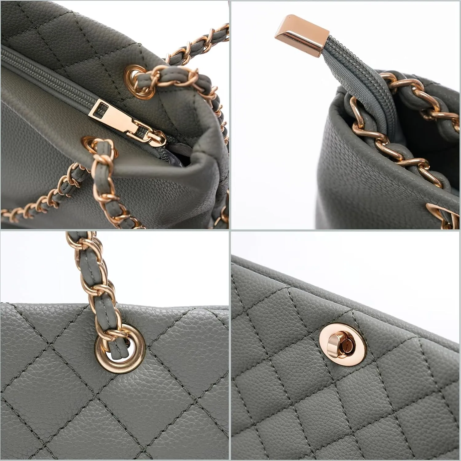 Large Chain Shoulder Bag for Women, Double Strap Handbags Tote Purse