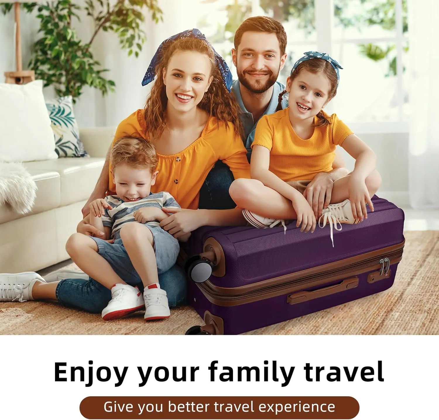 LARVENDER Luggage Sets 6 Piece, Expandable Hardside Suitcase Set Carry on Luggage with Spinner Wheels, Lightweight Travel Luggage Set with TSA Locks for Men and Women, Purple