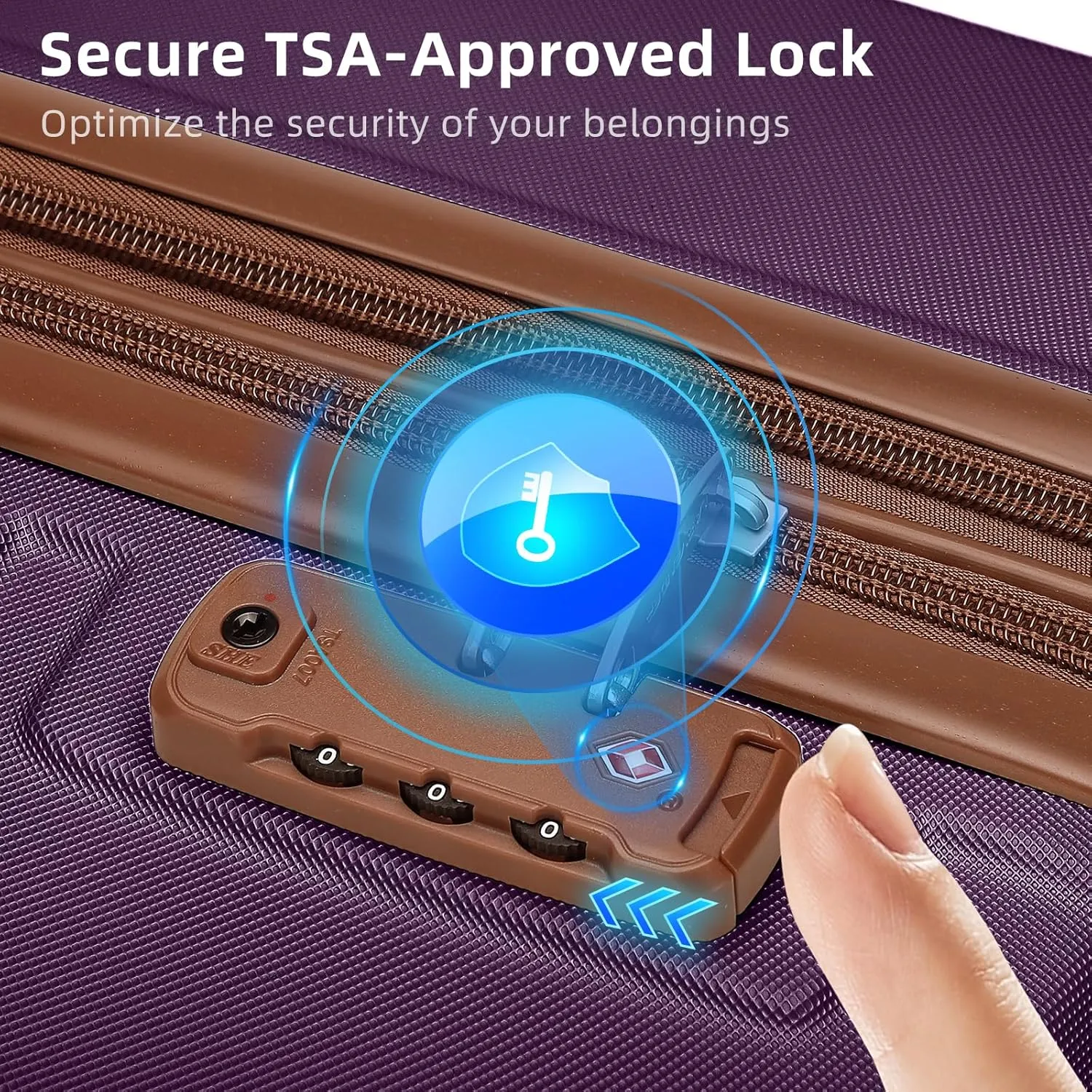 LARVENDER Luggage Sets 6 Piece, Expandable Hardside Suitcase Set Carry on Luggage with Spinner Wheels, Lightweight Travel Luggage Set with TSA Locks for Men and Women, Purple