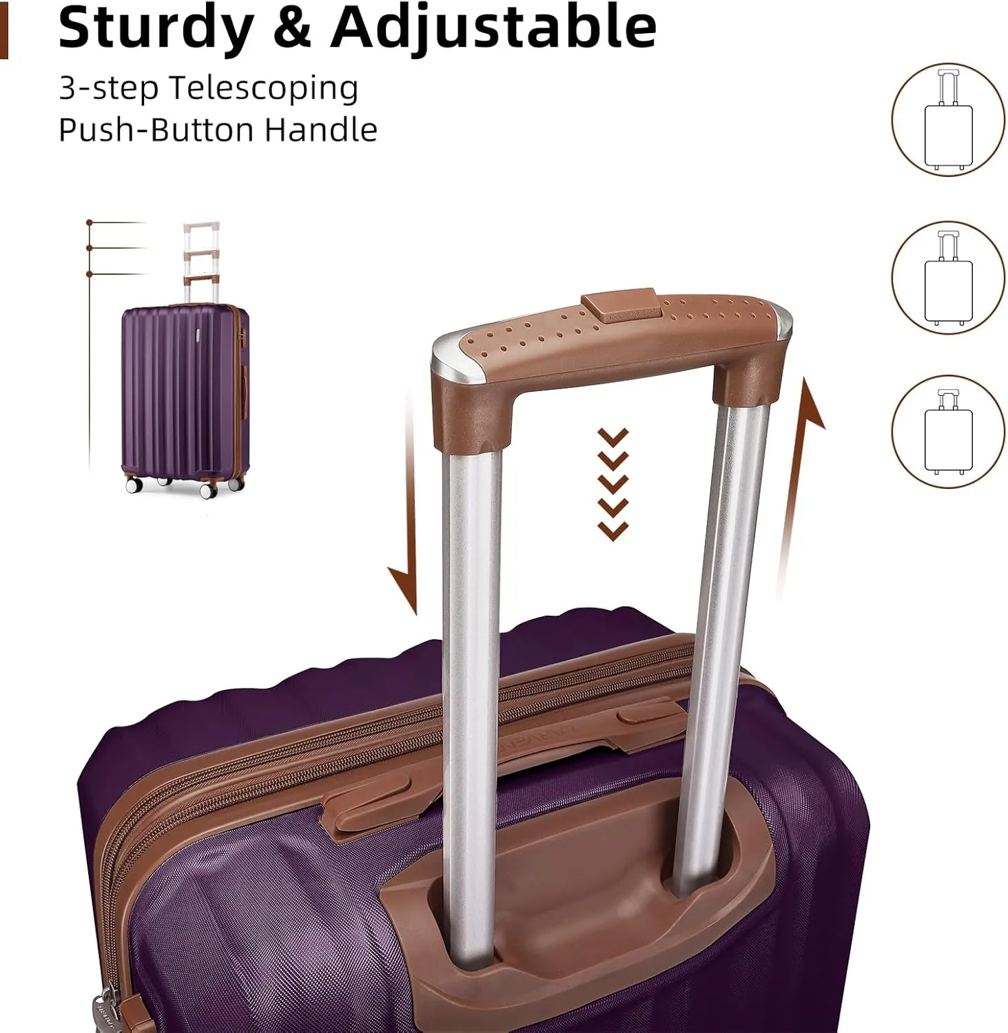 LARVENDER Luggage Sets 6 Piece, Expandable Hardside Suitcase Set Carry on Luggage with Spinner Wheels, Lightweight Travel Luggage Set with TSA Locks for Men and Women, Purple