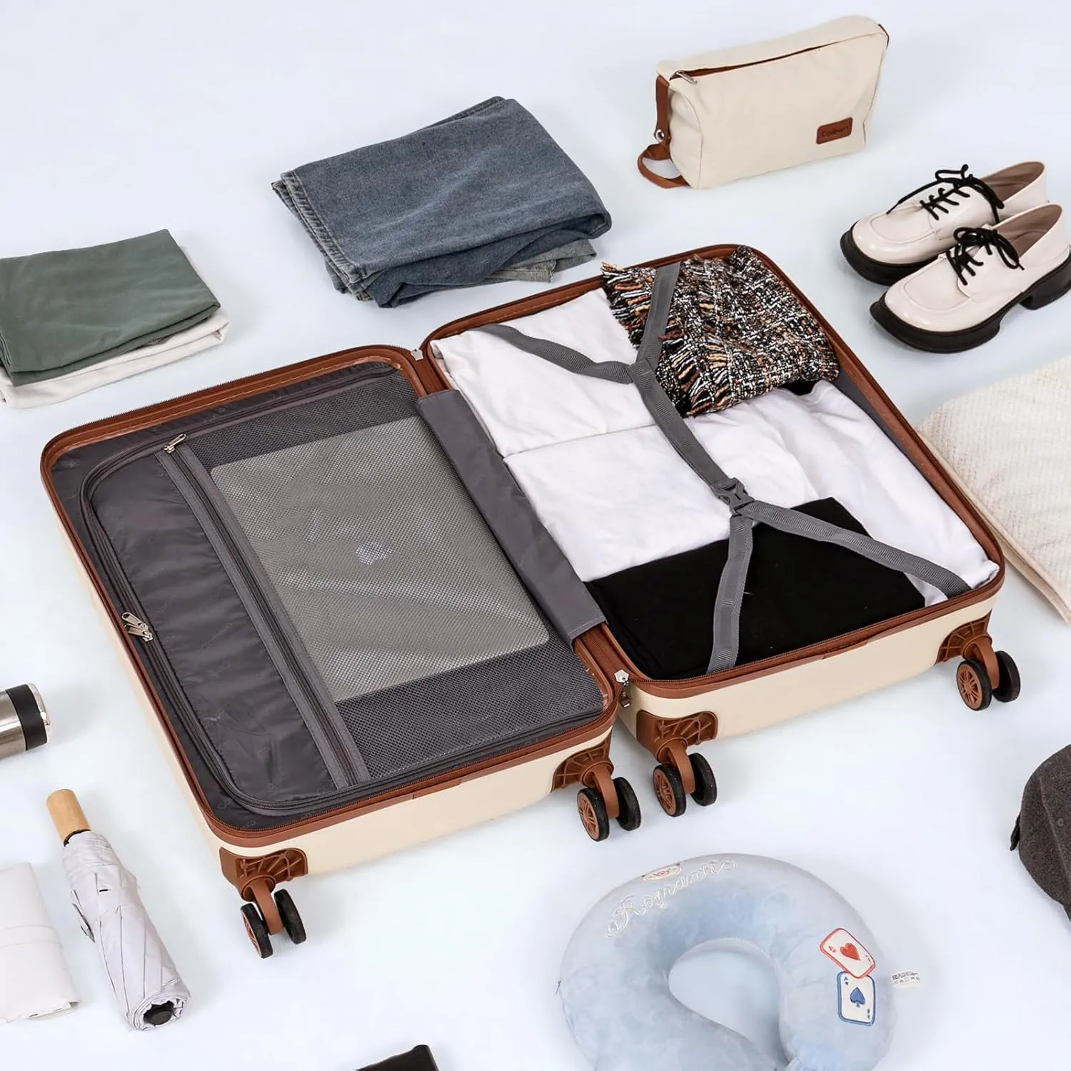 Luggage Sets 5 Piece Suitcases with Wheels, Suitcase Set ABS Hard Case Luggage with TSA Lock Spinner Wheels Durable Travel Luggage(HazeBlue, 5-Piece Set(20"/24"/28"))