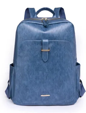 Luxury Women Backpacks Soft Leather Female Travel Shoulder Bags Backpack Fashion Bags For Womens(Blue)