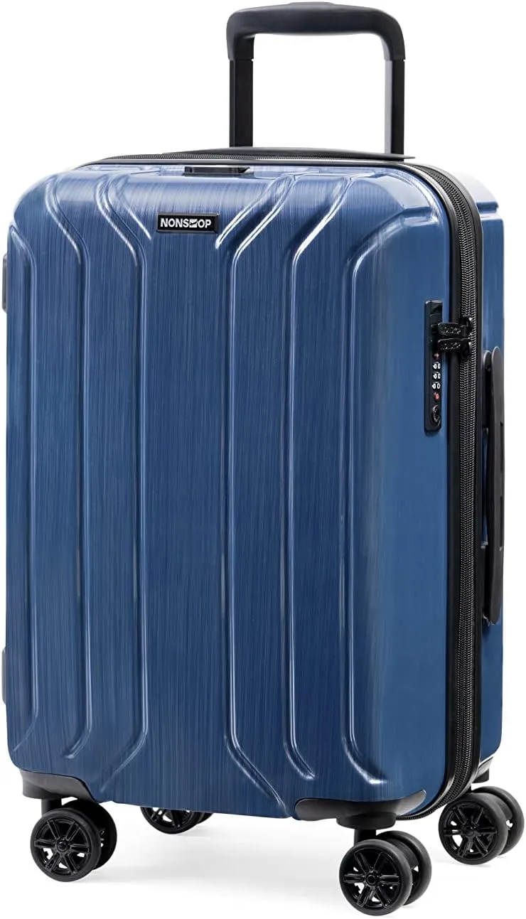 NONSTOP New York Elite Luggage Expandable Lightweight Spinner Wheels hard side shell Travel Suitcase Set, TSA Lock, Double USB Port, 3 packing cubes, Denim Blue, 3-piece Set (20/24/28) W/Power Bank