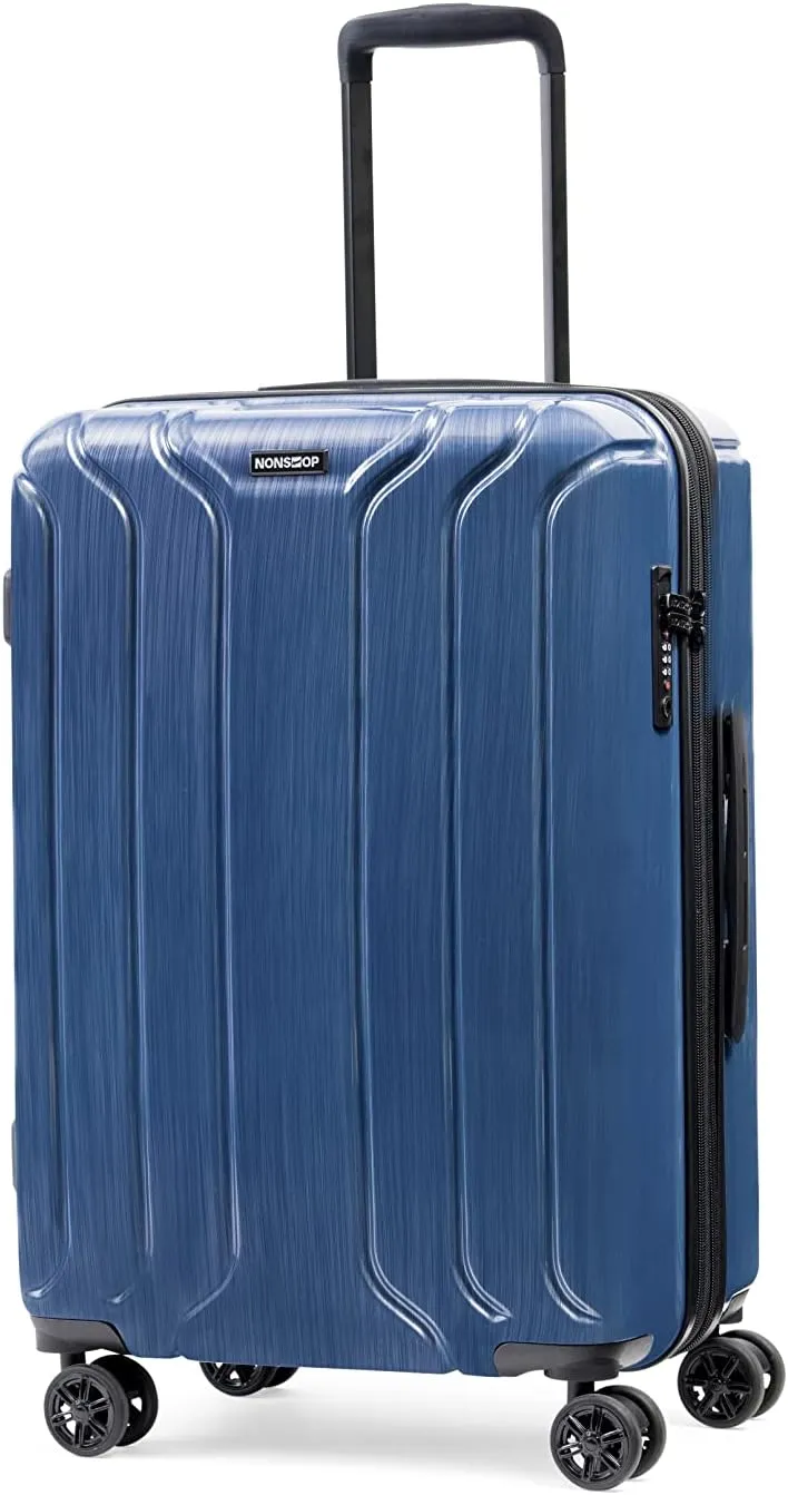 NONSTOP New York Elite Luggage Expandable Lightweight Spinner Wheels hard side shell Travel Suitcase Set, TSA Lock, Double USB Port, 3 packing cubes, Denim Blue, 3-piece Set (20/24/28) W/Power Bank