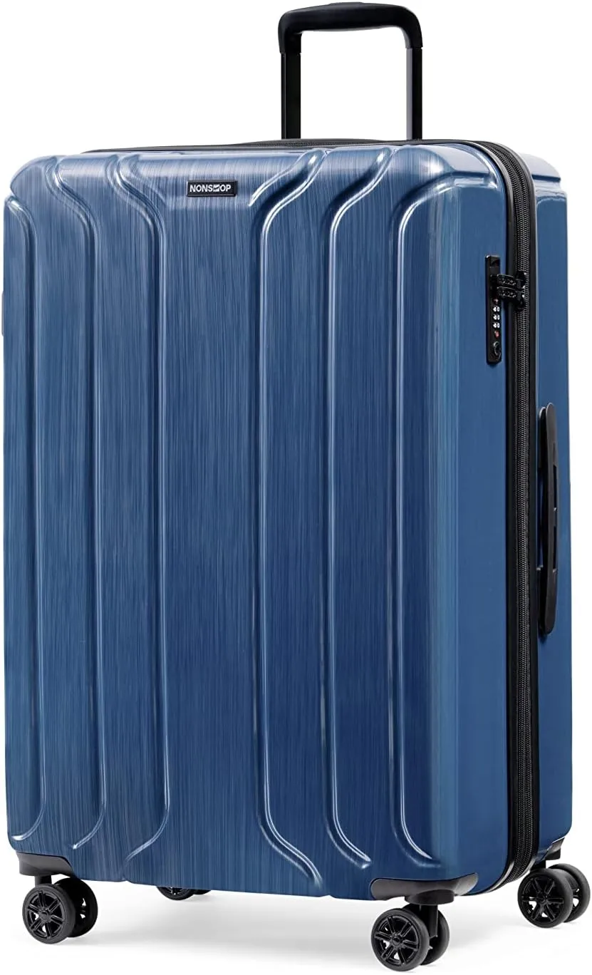 NONSTOP New York Elite Luggage Expandable Lightweight Spinner Wheels hard side shell Travel Suitcase Set, TSA Lock, Double USB Port, 3 packing cubes, Denim Blue, 3-piece Set (20/24/28) W/Power Bank