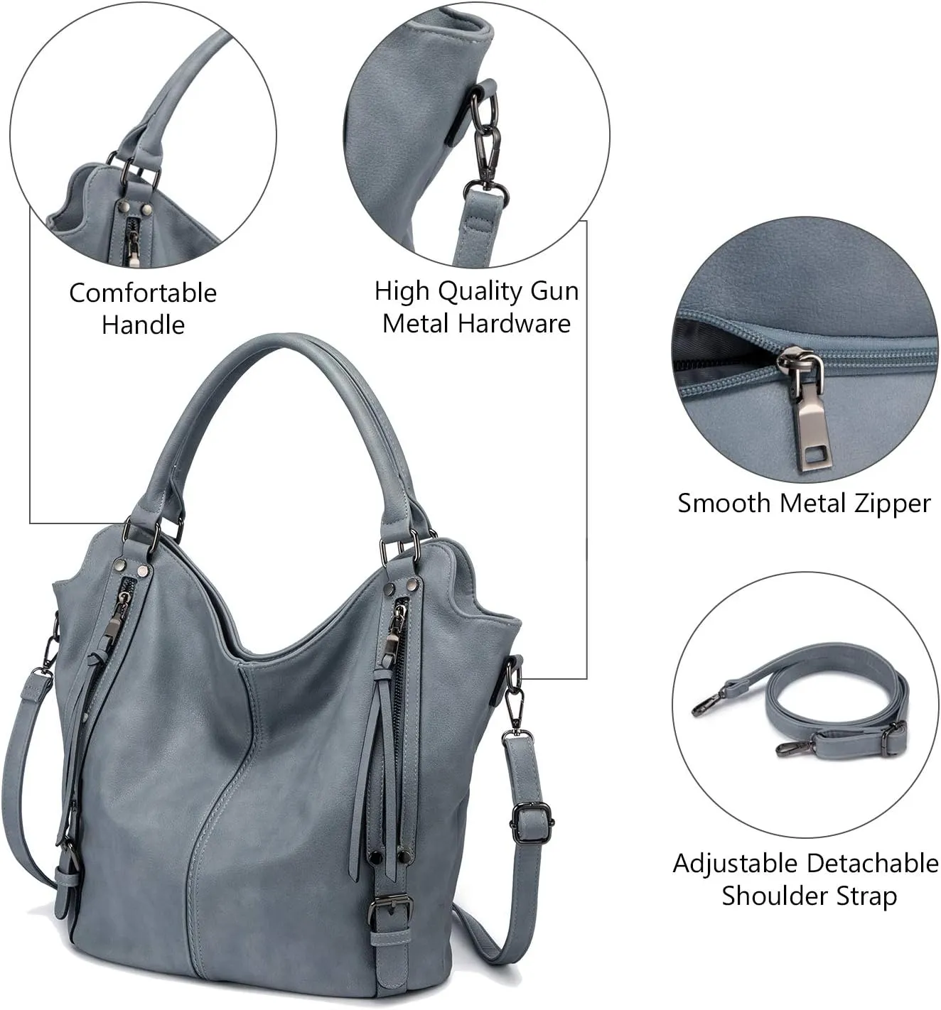 Tote Bag for Women PU Leather Shoulder Bags Fashion Hobo Bags Large Purse and Handbags with Adjustable Shoulder Strap