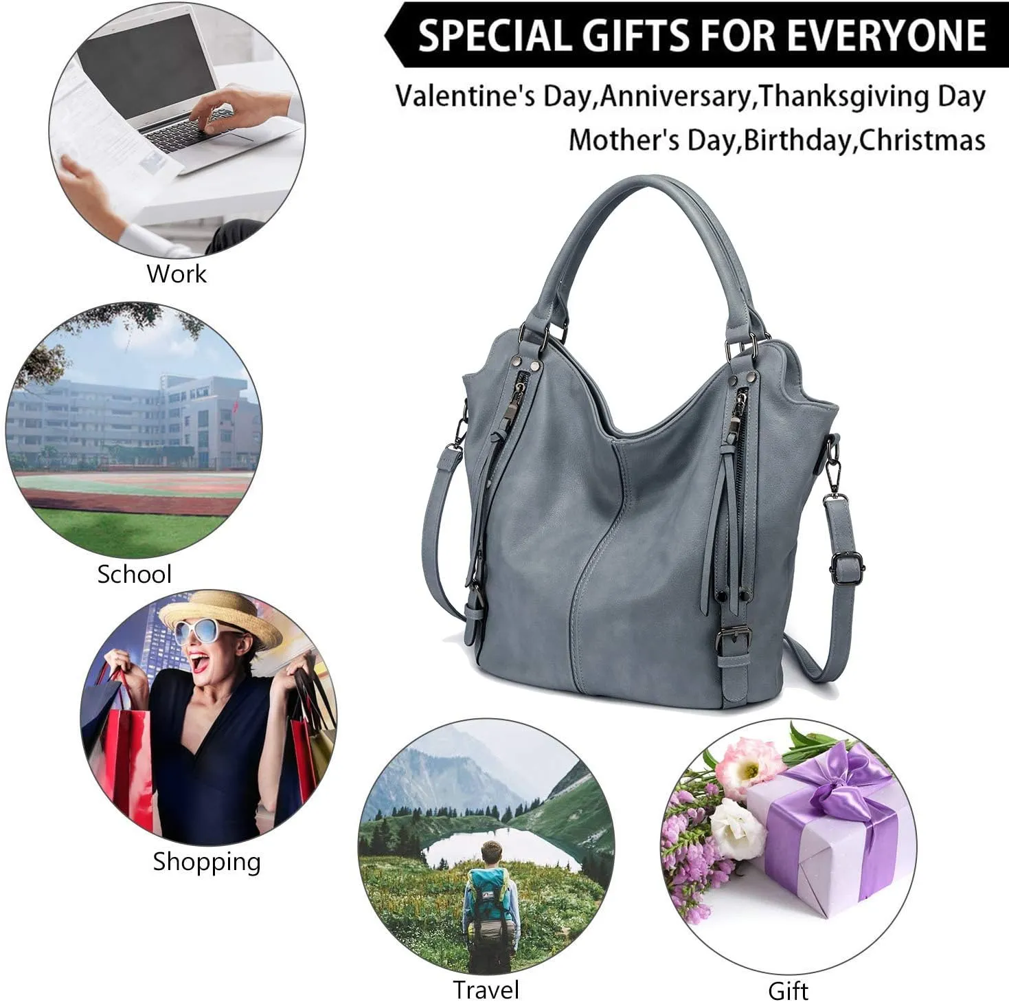 Tote Bag for Women PU Leather Shoulder Bags Fashion Hobo Bags Large Purse and Handbags with Adjustable Shoulder Strap