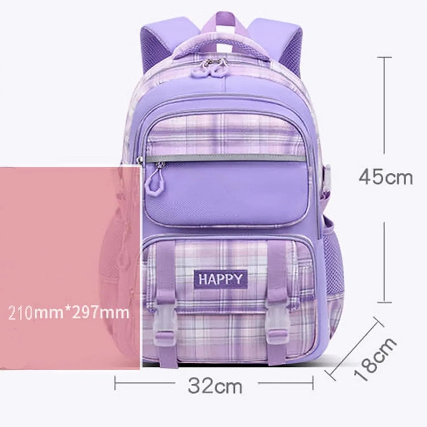 WYCY Kids Backpack School Backpacks for Girls Large Bookbags for Teen Girls Cute Book Bag with Compartments (School bag Insulated Lunch Bag Pencil Case Purple)