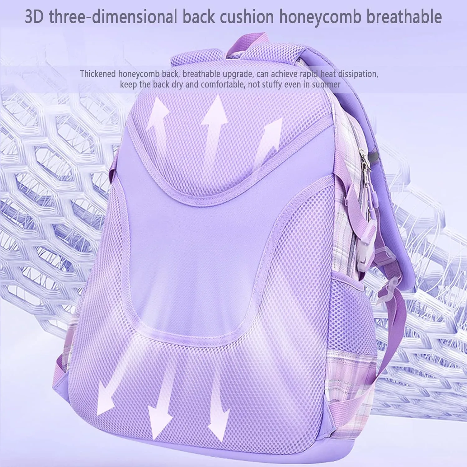 WYCY Kids Backpack School Backpacks for Girls Large Bookbags for Teen Girls Cute Book Bag with Compartments (School bag Insulated Lunch Bag Pencil Case Purple)